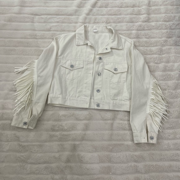 Bride denim jacket with fringe - Picture 2 of 5